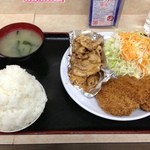 あさチャン - しょうが焼き＋ミンチカツ