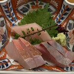 Uokatsu - お造り　金時鯛、気仙沼のメカジキ、カンパチ