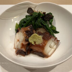 うを徳 - 京都春菊のお浸しと炭火椎茸・明石タコ柔らか煮
