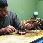 いけ活かに 竹林茶屋 - 活け活カニを捌いてくれました！