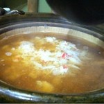 いけ活かに 竹林茶屋 - 雑炊にカニがたっぷり入ってます。