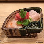 御料理 寺沢 - ﾎﾞﾀﾝ海老､本鮪 中ﾄﾛ､鮃､同縁側