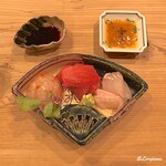 御料理 寺沢 - ﾎﾞﾀﾝ海老､本鮪 中ﾄﾛ､鮃､同縁側