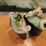 高砂寿司 - 白魚軍艦、海老味噌