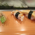 高砂寿司 - 芽葱柚子風味、烏賊ゲソ、玉子