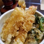 禅味 寿 - 海老きすイカ天丼。