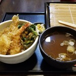 禅味 寿 - 天丼・そば湯。