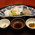 虎屋 壺中庵 - アオリイカ、アマダイ、車エビの刺身