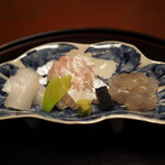 虎屋 壺中庵 - アオリイカ、アマダイ、車エビの刺身