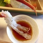 望洋樓 - 2012.12　自家製の蟹刺しのタレでいただきました。