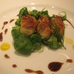 ラルドを巻いた牡蠣のソテー