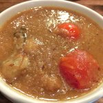 スパイスカフェ - ペアカレーランチ(+牡蠣) 1650円 の鰹だし牡蠣カレー(中辛)