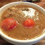 スパイスカフェ - ペアカレーランチ(+牡蠣) 1650円 の鰹だし牡蠣カレー(中辛)