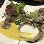 つつじ亭 - 和牛低温ロースト　和栗と春菊　根菜信州和え