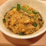 あかり - カムジャタンお粥　まずは普通に一杯　後は鍋肌に貼り付けながら、もんじゃ焼きの要領で＾＾