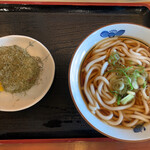 うどん・そば 今庄 - 旦那さんかけうどんと昆布おにぎり