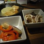 卯 - タラとイカのアクアパッツァ、ナスとパプリカのマリネ