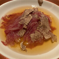 レストラン ラ フィネス - 白トリュフ、牛肉の生ハム、ピラフ