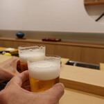 あま木 - とりあえず生ビールで乾杯♪