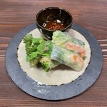 Spring rolls with red shrimp and avocado