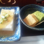 竹善 - 豆腐サラダとわらび餅