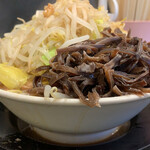 野菜みそラーメン 鬼首 - 豚ラーメンキクラゲトッピング 麺カタカタ
      ニンニクマシ、ヤサイマシマシ、アブラ