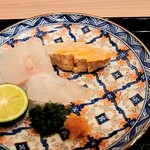 馬車道 大かわ - 鮃の下にたっぷり鮟肝