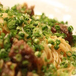 Japanese-style peperoncino with beef tendon and plenty of green onions