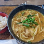 Wadashidokoro Warai - 【2021.11.25(木)】①とことん豚カレーうどん(半ライス付き)880円のカレーうどん