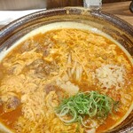 うどんばか 平成製麺所 - 赤スタミナダブルうどん定食！
            （肉、油カス、刻みニンニク、玉子とじ）