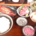 Wamodan Sousaku Izakaya Shimomatsu - 鯖味醂干しとハマチ刺身の定食