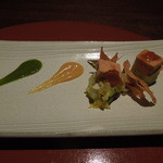 天空の庭　星のなる木 - 【一期一会：旬菜】鮟鱇肝の燻製と身鮟鱇白菜巻き