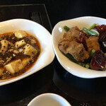 gozembou - 麻婆豆腐と鶏唐揚げ辛子炒め