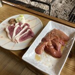 ろばたやき山ろく - 合鴨とレバー