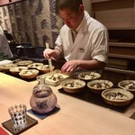 料理屋 植むら - 熊鍋調理中