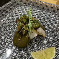 眞善美 - 京都産黒鮑蒸し物、キモソース