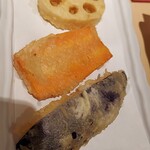 天ぷらとワイン大塩 - 茄子、ニンジン