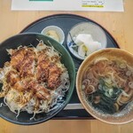 なすび食堂 - モロカツ丼定食！見た目はソースカツ丼とうどんのセットにしか見えん！