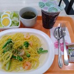 ラブリーナ - パスタサービスセット（小エビとブロッコリーのクリームソース・８８０円）