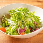 green salad with homemade dressing