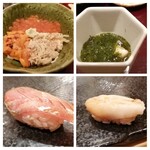 Sushi Hanaoka - ３色丼、アカモク、石垣貝、