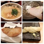 Sushi Hanaoka - ふろふき大根、黒鯛唐揚、ぶりなど