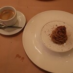 Felicita Pizzeria Trattoria - モンブランとコーヒー