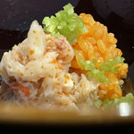 割烹 新多久 - め蟹の飯蒸し(餅米)