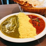 ニューナマステヒマール - 2カレーライス　マトン&チキンほうれん草