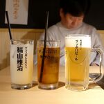 キンキン麦酒とプリッと小腸 近江牛畜産さかえ - 