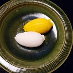 あさば - 皆に つきますグランマニエ （オレンジリキュール)かぼちゃ の アイスクリーム  この後お汁粉も つきました