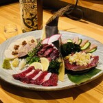 Assortment of 5 types of whale sashimi