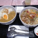 ニャーヴェトナム・プルミエ銀座 - 11/5 振替ランチ 1130円の旨辛スープのブンボーフエハーフ&チキンカレーハーフ&デザート 