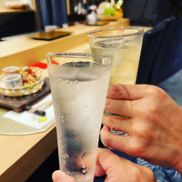 梅田 鮨 よこ田 - 乾杯〜♪